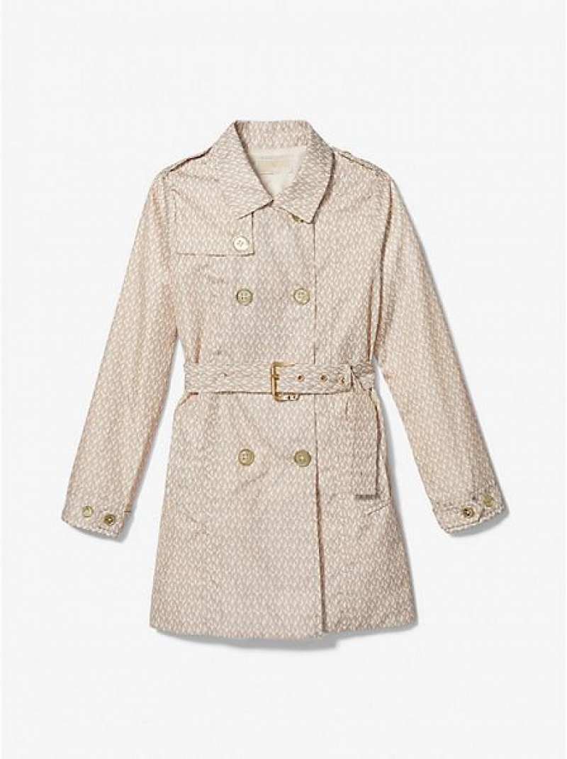 Michael Kors Logo Trench Mäntel Kinder Weiß | 623157-FGP