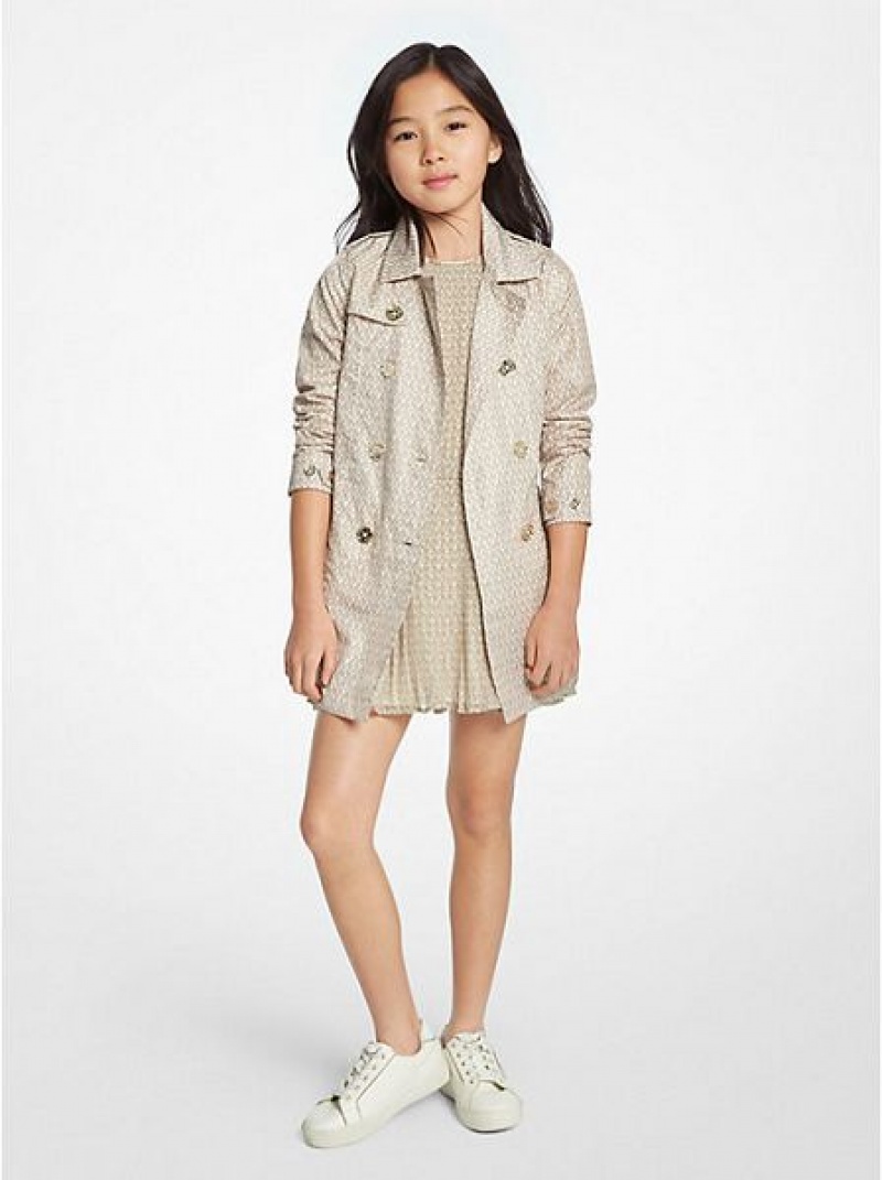 Michael Kors Logo Trench Mäntel Kinder Weiß | 623157-FGP