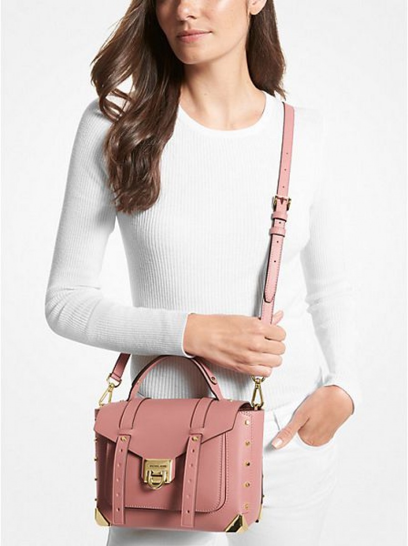 Michael Kors Manhattan Medium Leder Schulranzen Damen Rosa | 518476-WCS