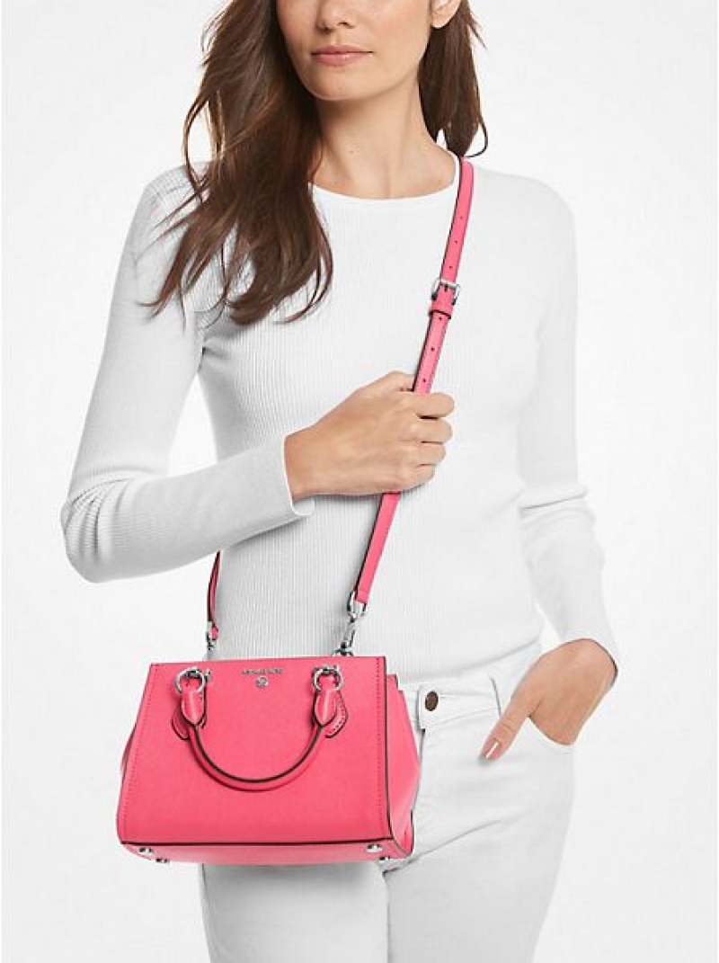 Michael Kors Marilyn Small Saffiano Leder crossbody taschen Damen Rosa | 012576-BFX