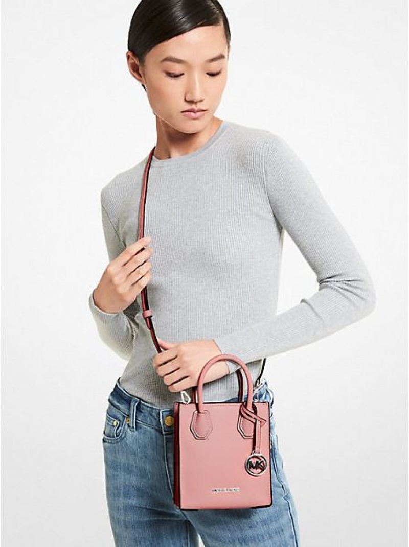 Michael Kors Mercer Extra-small Pebbled Leder crossbody taschen Damen Rosa | 295861-CKB