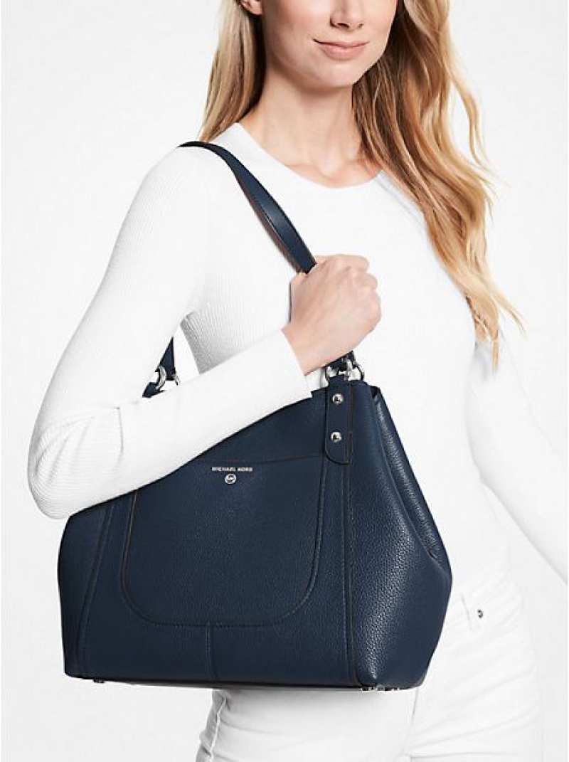 Michael Kors Molly Large Pebbled Leder Tragetaschen Damen Navy | 679325-OYX