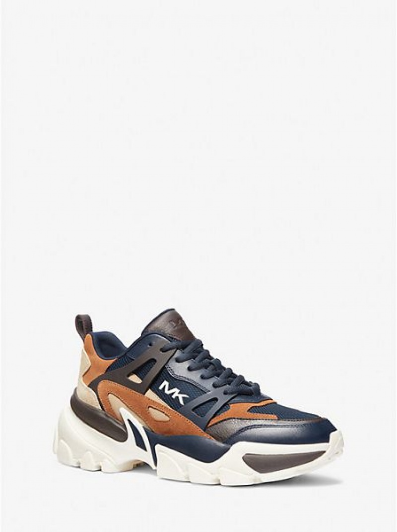 Michael Kors Nick Wildleder And Mesh Sneakers Herren Navy Mehrfarbig | 480627-RFV