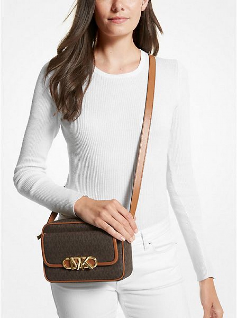 Michael Kors Parker Medium Logo crossbody taschen Damen Braun | 189370-JCH