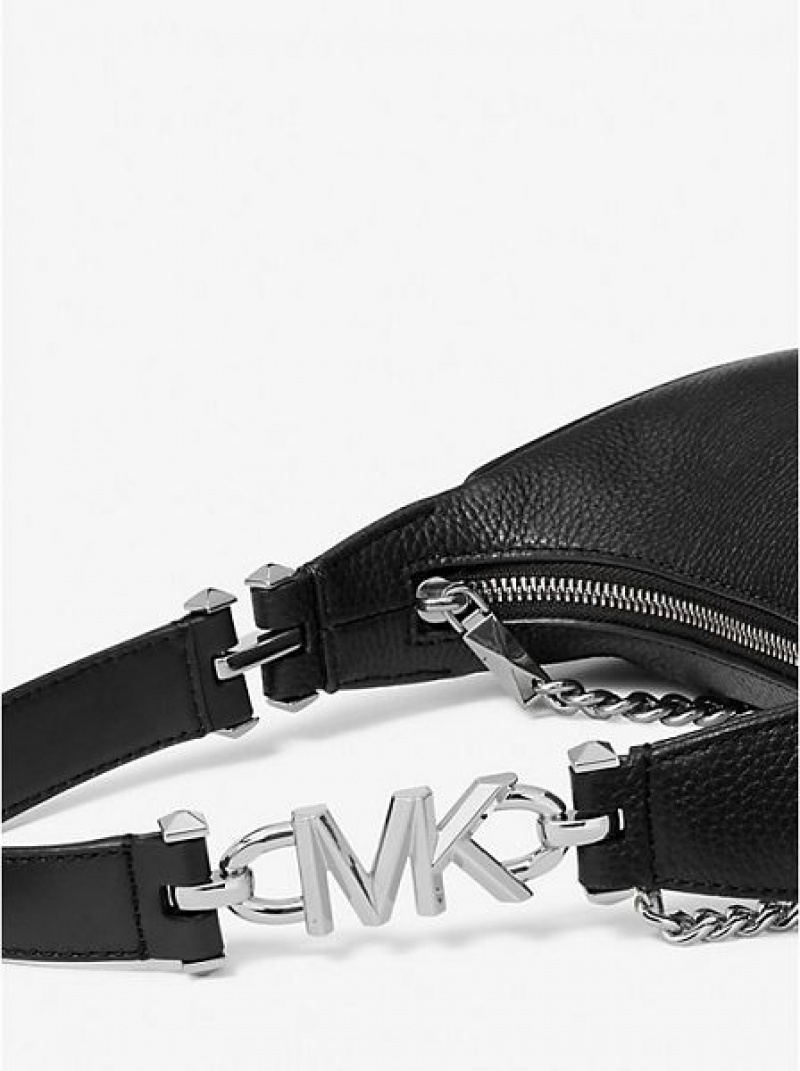 Michael Kors Piper Small Pebbled Leder Schultertaschen Damen Schwarz | 175034-KPH