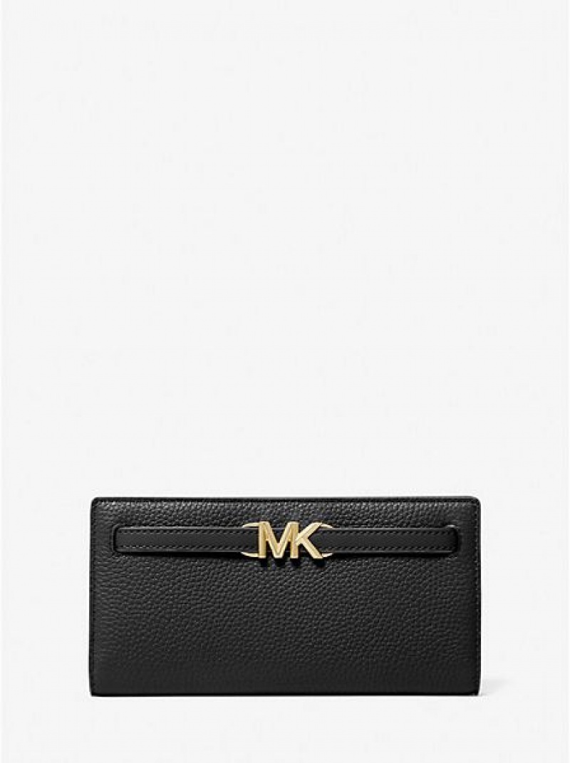 Michael Kors Reed Large Pebbled Leder Geldbörse Damen Schwarz | 027489-XNO