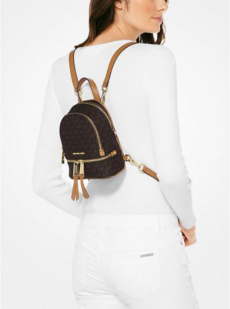 Michael Kors Rhea Mini Logo Rucksack Damen Braun | 567201-HYU