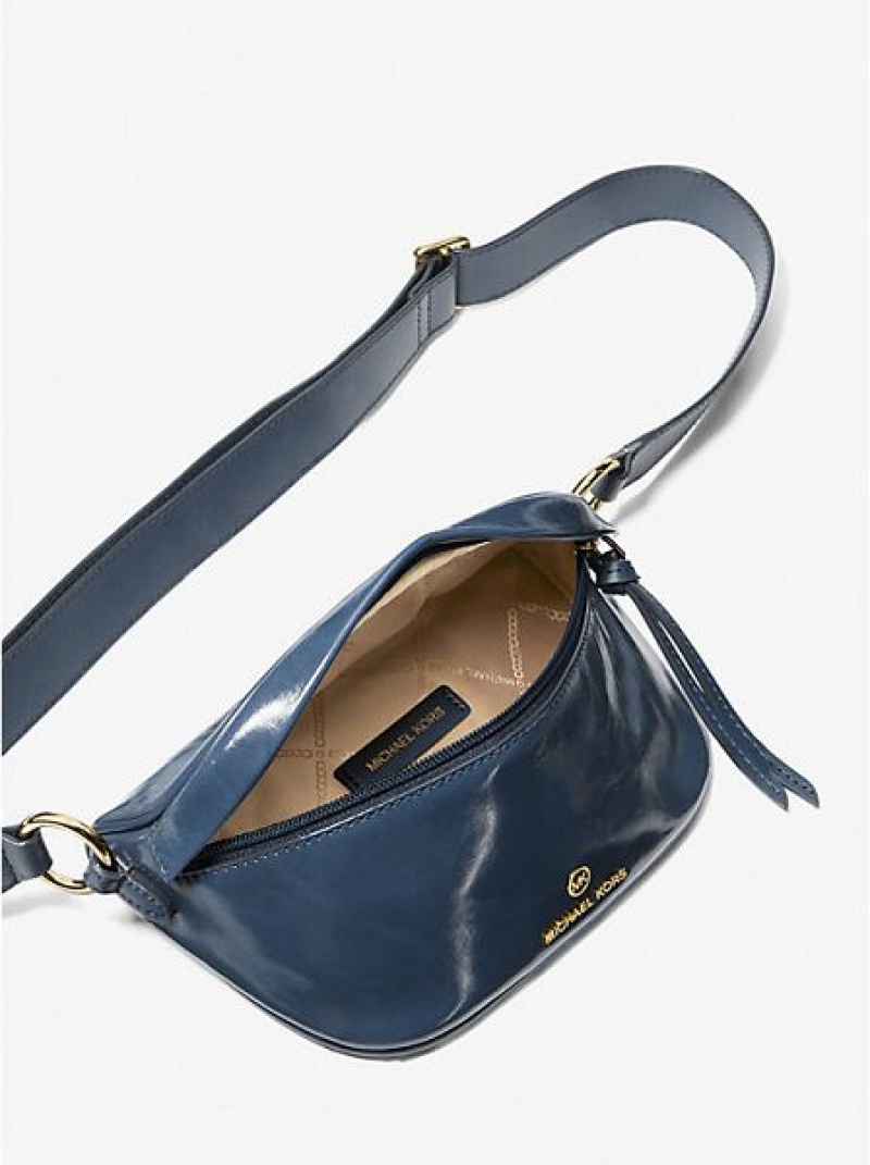 Michael Kors Slater Extra-small Lack Leder Schultertaschen Damen Navy | 168752-OSY