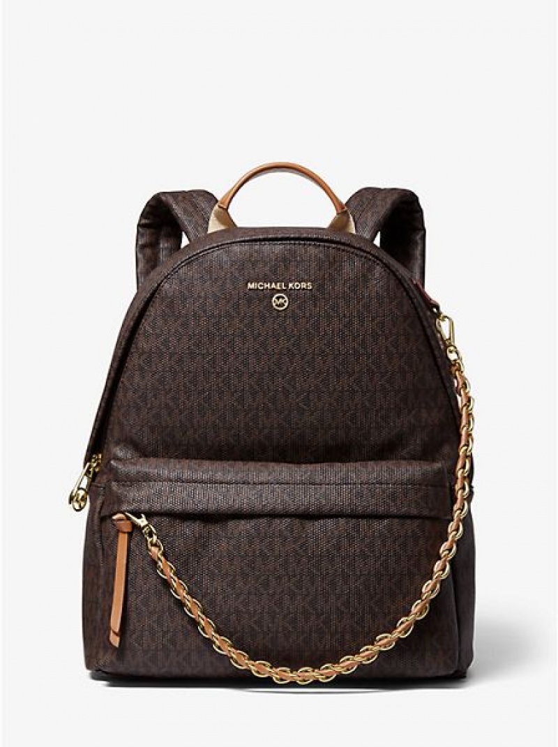 Michael Kors Slater Medium Logo Rucksack Damen Braun | 837069-GBW