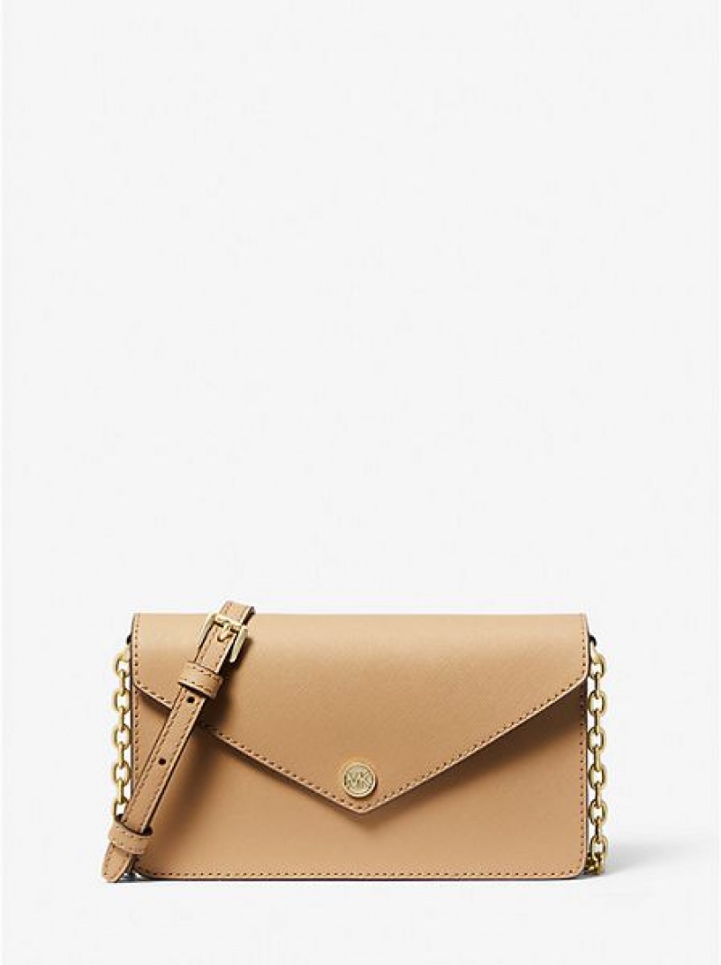 Michael Kors Small Saffiano Leder Envelope crossbody taschen Damen Braun | 570498-KIE