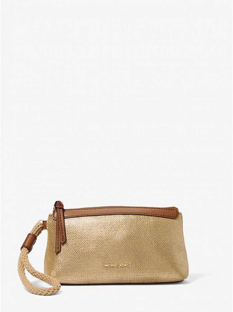 Michael Kors Talia Small Metallic Baumwoll Canvas Geldbörse Damen Gold | 714032-HGK