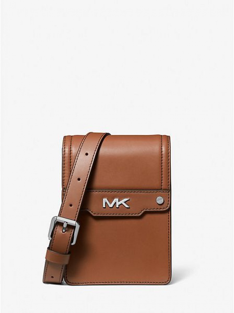 Michael Kors Varick Leder Smartphone crossbody taschen Herren Braun | 751694-DPE