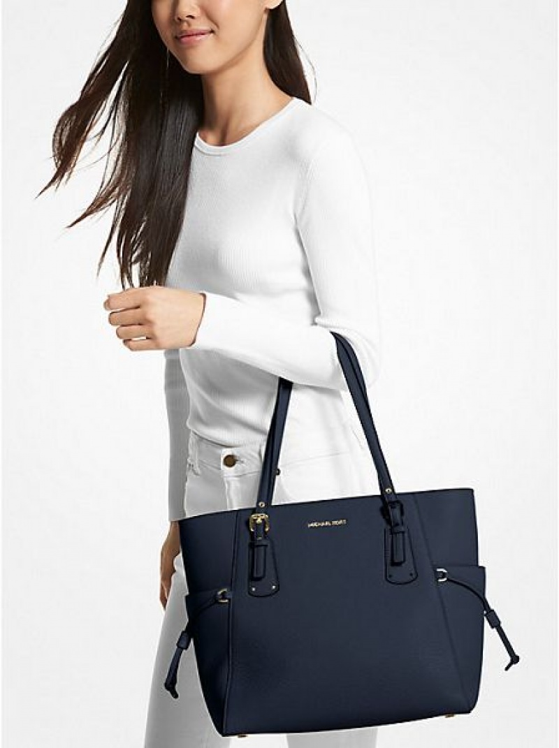 Michael Kors Voyager Small Pebbled Leder Tragetaschen Damen Navy | 754268-MFH