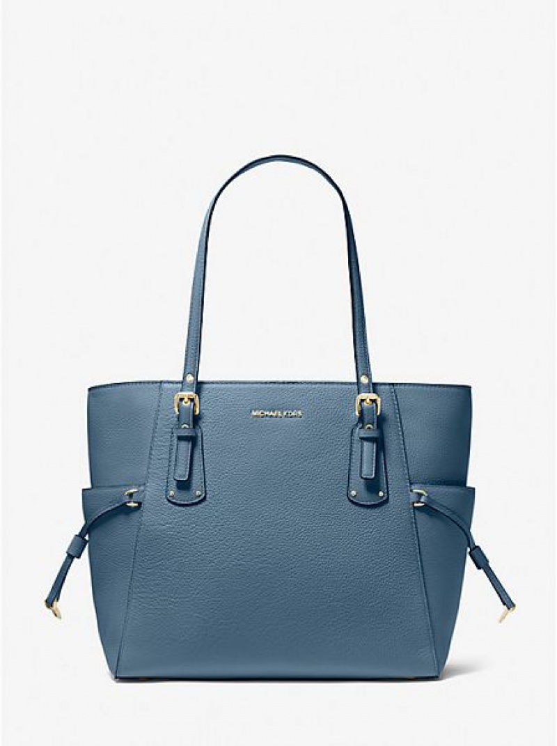 Michael Kors Voyager Small Pebbled Leder Tragetaschen Damen Blau | 417358-ZCU