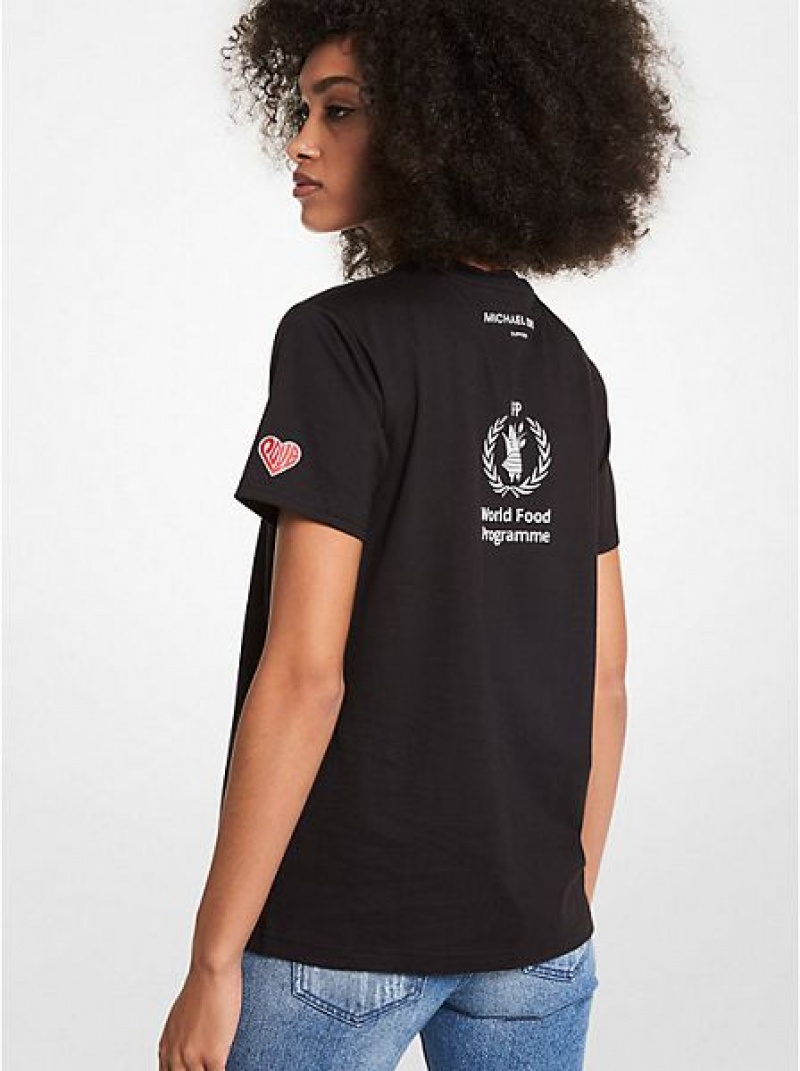 Michael Kors Watch Hunger Stop Love Organic Baumwoll T-shirts Damen Schwarz | 298701-JPQ