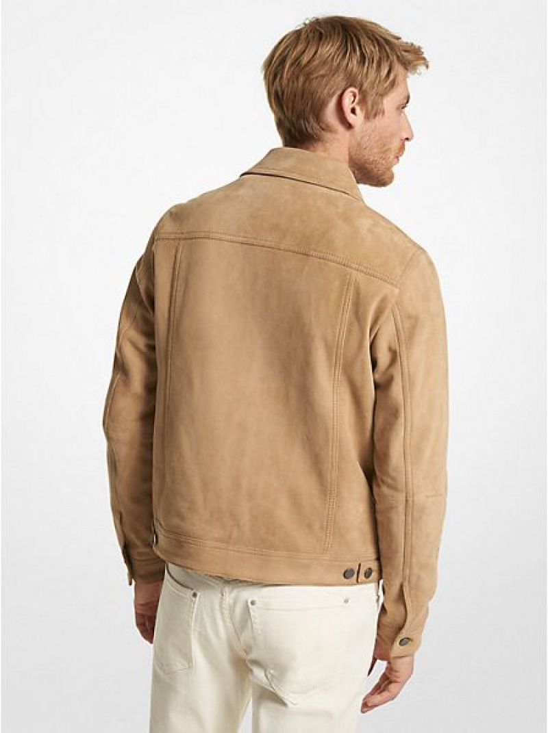 Michael Kors Wildleder Zip-up Trucker Jacke Herren Khaki | 315420-DXI