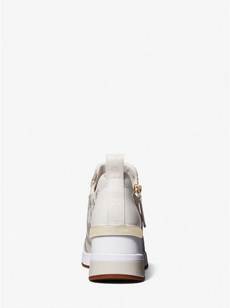 Michael Kors Willis Logo Stretch Knit Sneakers Damen Gold | 485120-YRU