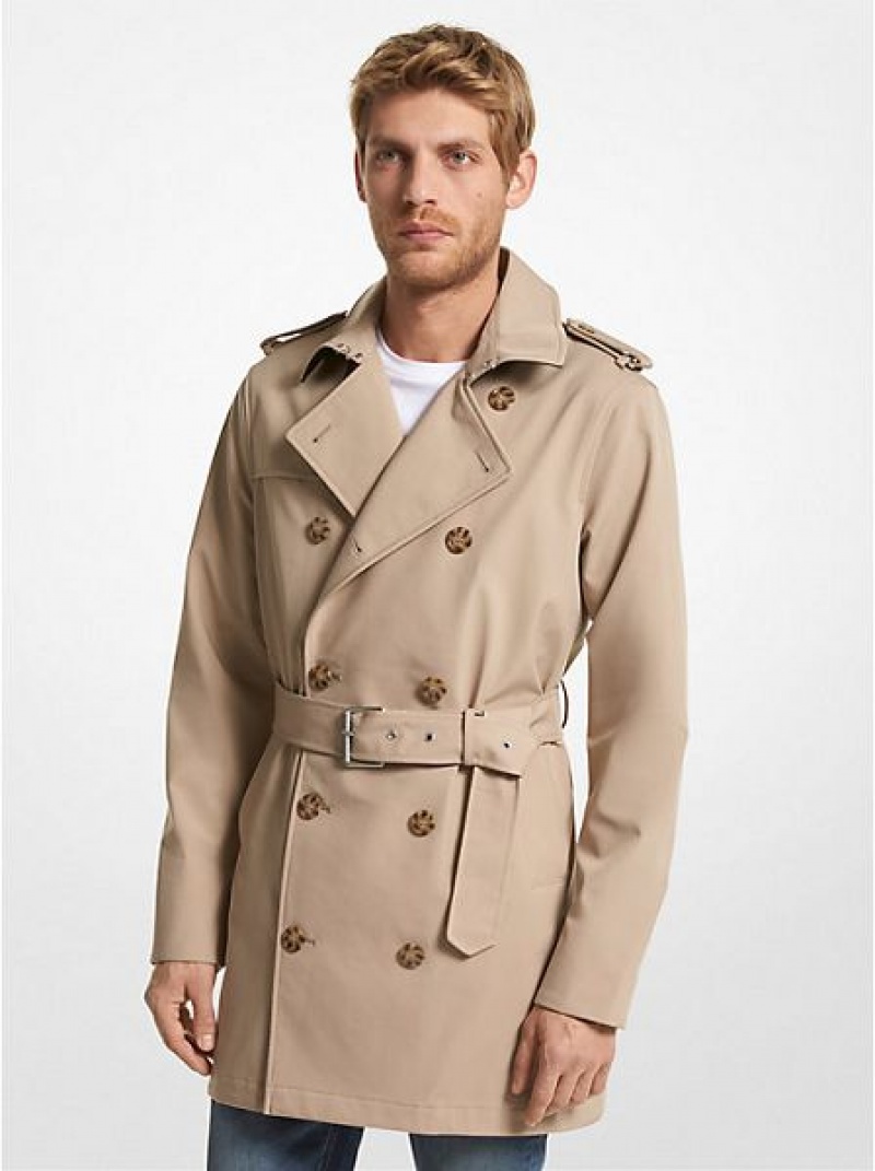 Michael Kors Woven Trench Mäntel Herren Khaki | 271634-THQ